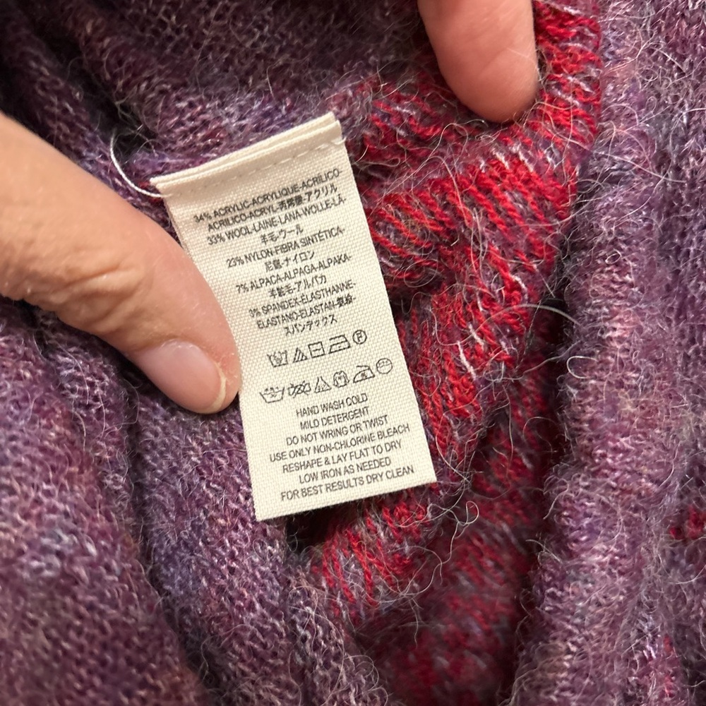 Free People Purple and Red Scoop Neck Sweater Oversized - Picture 7 of 8